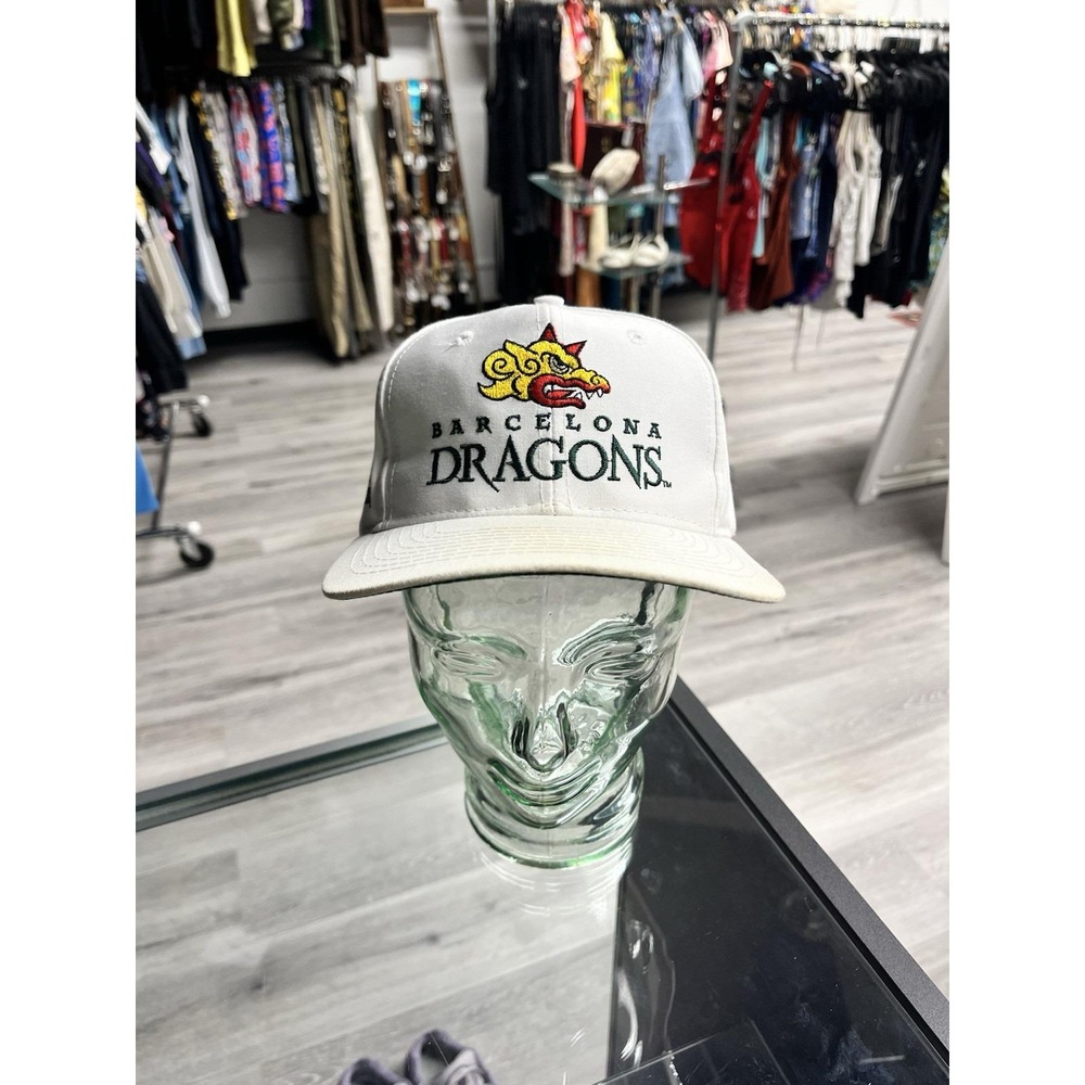 Vintage 90s Barcelona Dragons WLOF White Snapback Hat OSFA